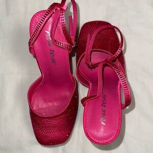 Public Desire Hot Pink Bedazzled Platform Heels